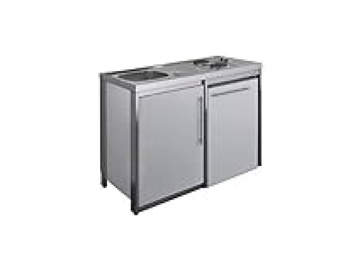 Cuisinette avec plaque et réfrigérateur METALLINE 120cm, thermolaqué aluminium