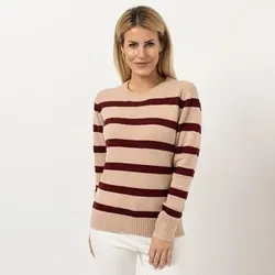 STRANDFEIN Pullover Rundhalsausschnitt Anker Stickerei figurumspielend
