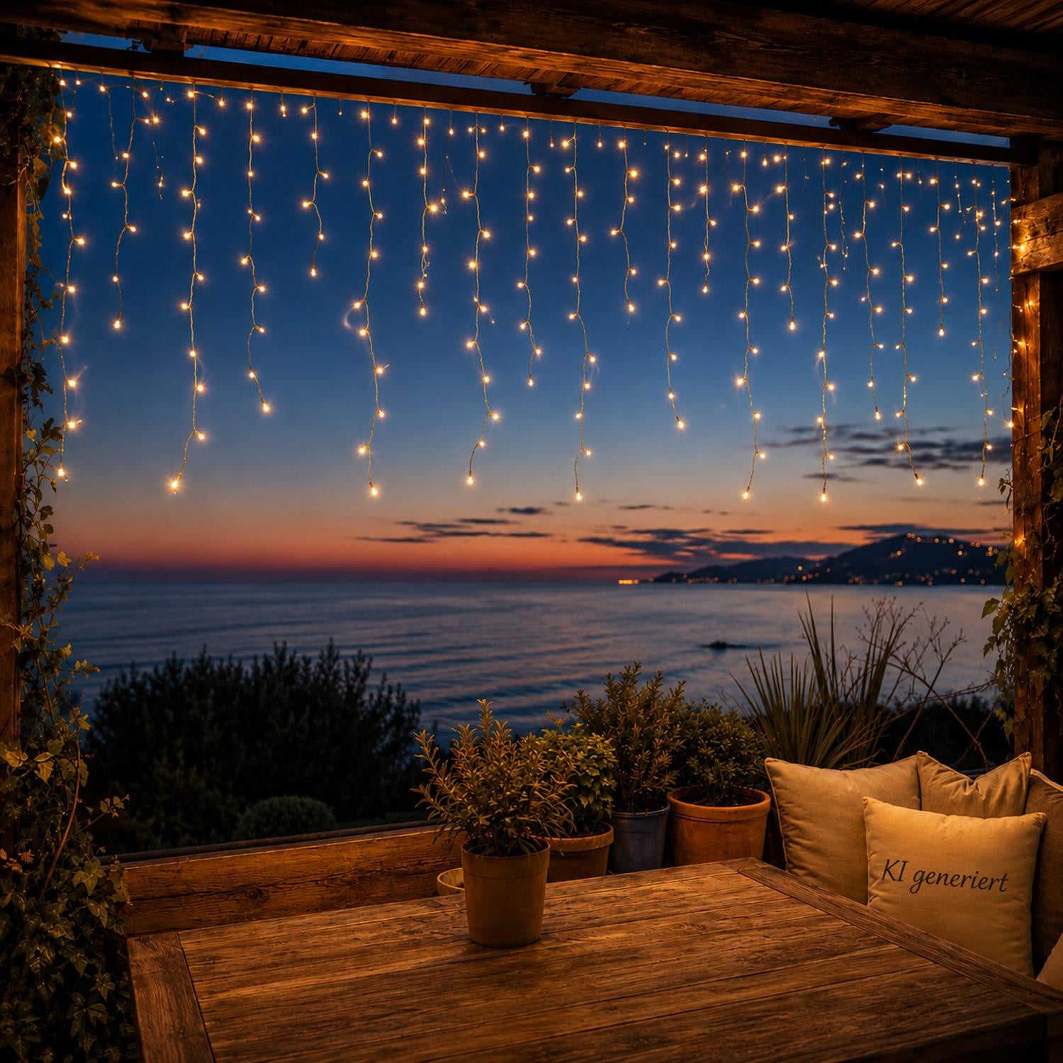 Mojawo LED-lichtgordijn met 160 lampjes, warm wit licht, voor binnen en buiten