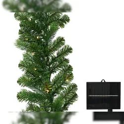 Lumineo 2,7m LED Solar Tannengirlande künstlich 10cm Outdoor beleuchtete Dekogirlande Weihnachten Weihnachtsgirlande Grün Warmweiß