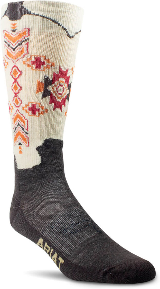 Women's Cowgirl Boot Mid Calf Everyday Performance Wool Socks in Chocolate Tan, Size: XL Regular by Ariat