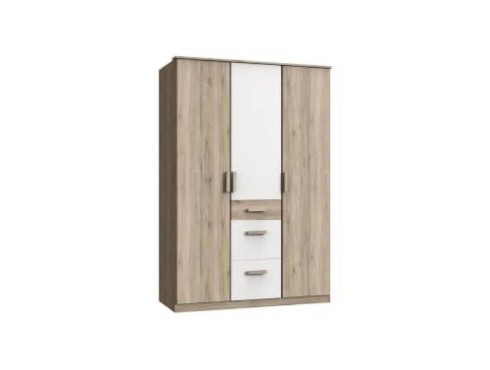 Kleiderschrank Cariba Eiche San Remo und Weiß 3trg hochwertig