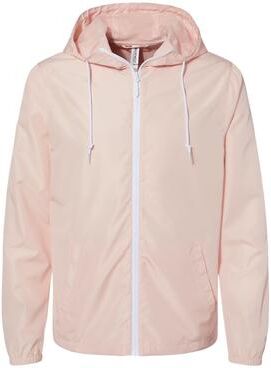 Independent Trading Co. EXP54LWZ Men's Lightweight Windbreaker Full-Zip Jacket in Blush/White Zipper size Medium   Polyester