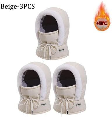 Uplift Picks Winter Thermal Balaclava Face Mask Windproof Neck Warmer 3 Pcs beige
