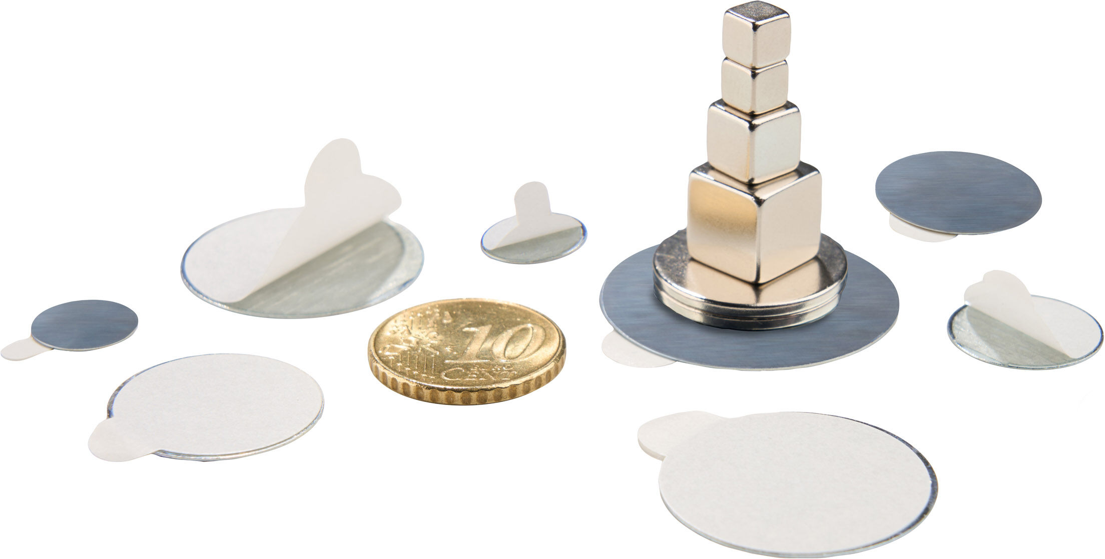 SPRINTIS 100 Unités - Pastille métallique adhésive 16 mm, acier, argent