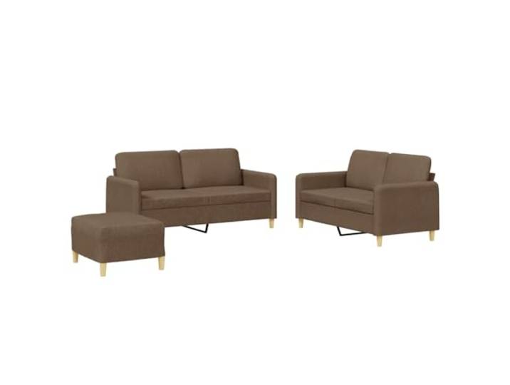 Todiikf 3-TLG. Sofagarnitur mit Fußhocker & Kissen Brauner Stoff Couch Set Bequemes 3-teiliges Polstermöbel Set mit dicker Schaumstoff Polsterung für gemütliche Entspannung im Wohnzimmer.