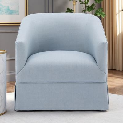 ZWYO HOSIMU 32.25in Polyester Upholstered Skirted 360° Swivel Pocket Coil Foam Cushion Accent Chair Living Room Bedroom