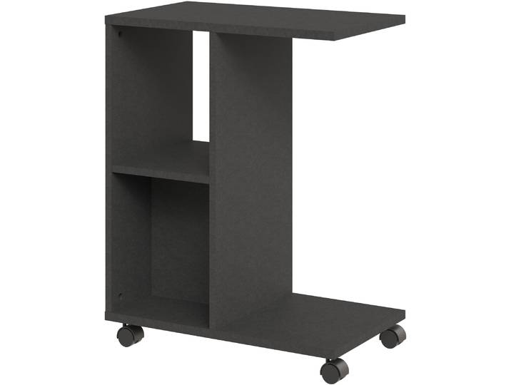 Beistellwagen FMD Change 4 , schwarz (matera), B:54,3cm H:69,4cm T:32,6cm, Holzwerkstoff, Rollwagen, Beistellwagen, Rollbarer Beistelltisch, Breite 54,3 cm