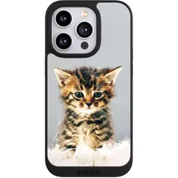 Nivocase Handyhülle für Apple iPhone 14 Pro Hülle NIVOpure Case Schwarz Feder Haustier Katze (Apple iPhone 14 Pro), Smartphone Hülle, Schwarz