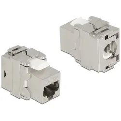 Delock Keystone Modul RJ45 Buchse zu LSA Cat.6A 180° werkzeugfrei Metall