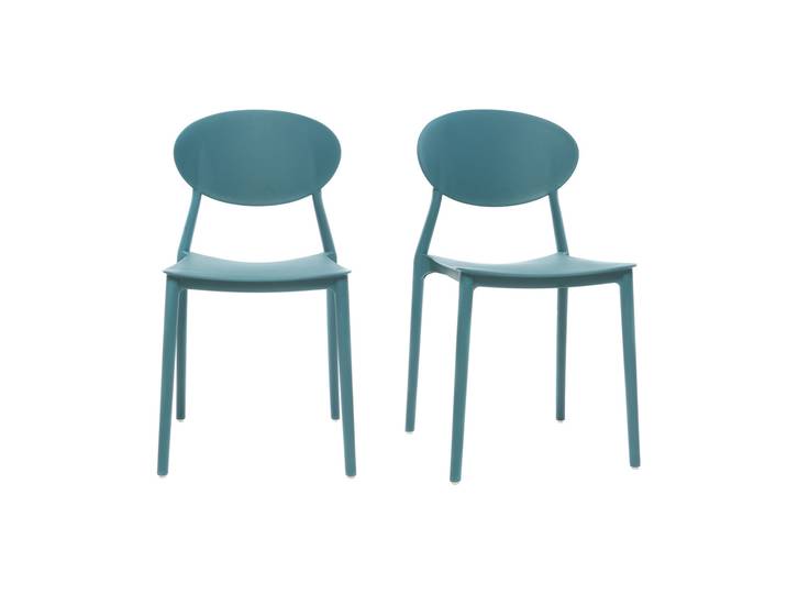 Chaises design empilables bleu canard intérieur - extérieur (lot de 2) ANNA