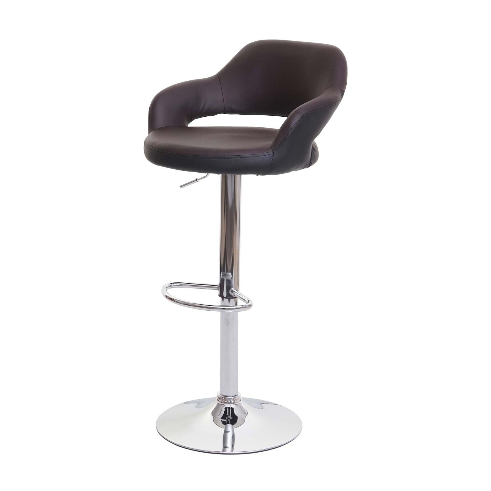 Barhocker MCW-F16, Barstuhl Tresenhocker Drehhocker, mit Lehne Kunstleder ~ braun-schwarz