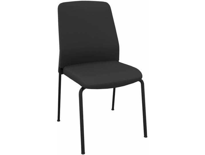 Chaise de réunion et visiteur Buddy Dossier Tissu Mousse Noir - Pieds époxy Chrome