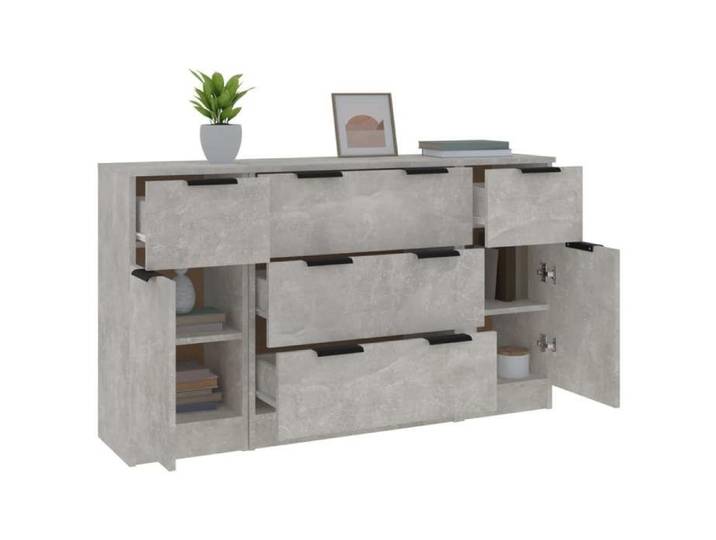 HOT SALE*Ensemble de buffets （3 pcs）- SHELD - Commode à tiroirs/MEUBLE BAS - Gris béton Bois d'ingénierie M5886321