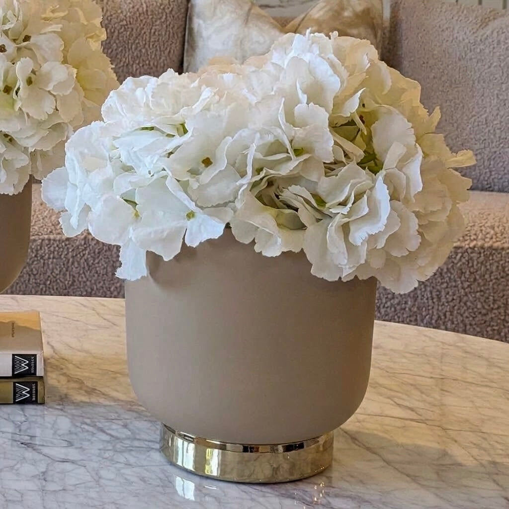 Cinzia Ceramic Taupe & Gold Planter