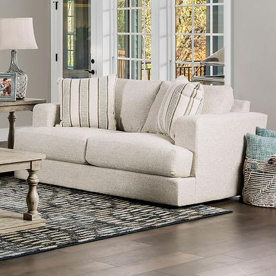 Furniture of America Farrago Beige Chenille Loveseat with Pillows
