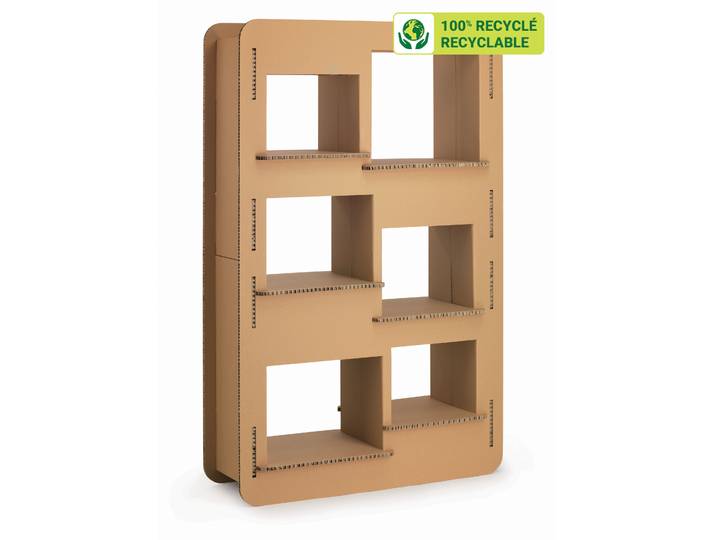 KRAFTDESIGN BD-thèque 6 cases H. 190 cm en carton alvéolaire - Kraft naturel