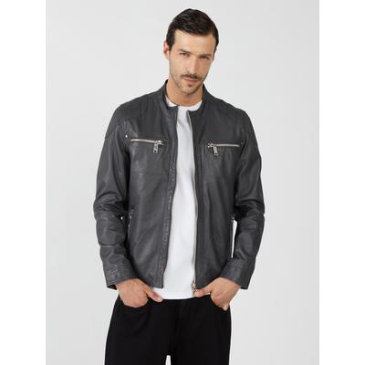 Lederjacke MAZE "Flint", Herren, Gr. S, grau, Obermaterial: 100% Lammleder. Futter: 100% Polyester, ohne Bündchen, Jacken