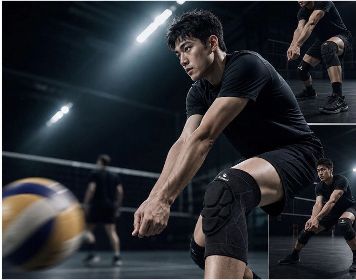 INF Genouillères de volley professionnelles - Rembourrage EVA épais, polyester antidérapant, support du ménisque L