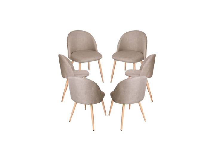 6er Set Vint Stoff Stühle - Beige