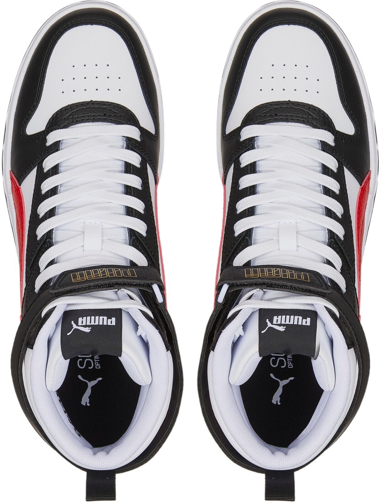 Sneaker PUMA "RBD GAME", Damen, Gr. 44, Textil, bunt (puma weiß, high risk rot, puma schwarz, puma team gold), Leder, Schuhe Sneaker puma weiß, high risk rot, puma schwarz, puma team gold 44, Textil