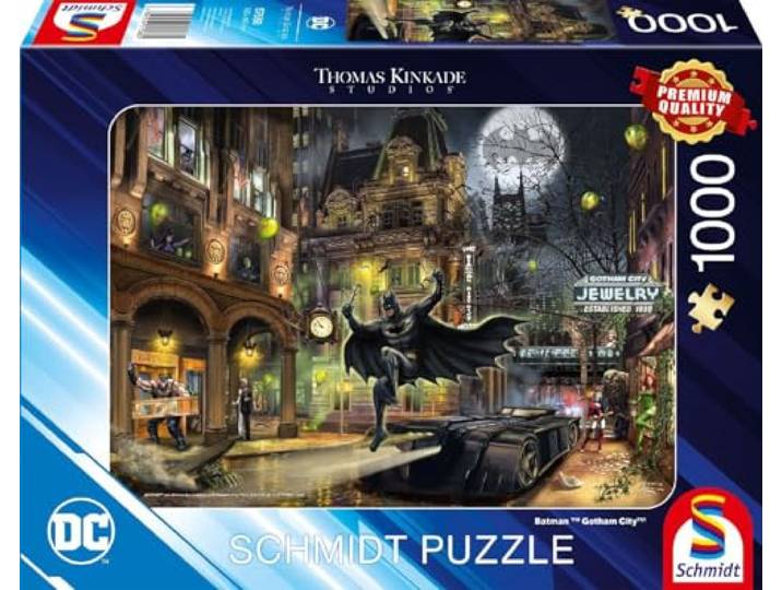 Schmidt Spiele 57588 Thomas Kinkade, Batman, Gotham City, puzzel met 1000 stukjes, meerkleurig, normaal