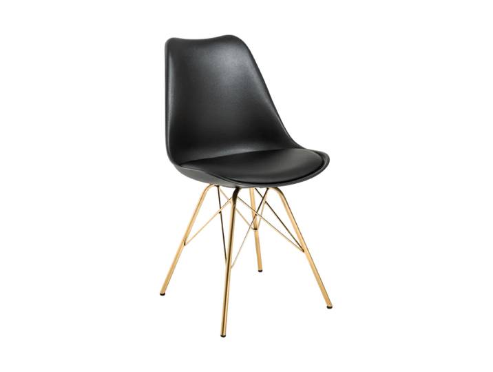 Design Esszimmerstuhl „Scandinavia“ Leder Schwarz/Gold Invicta Interiors