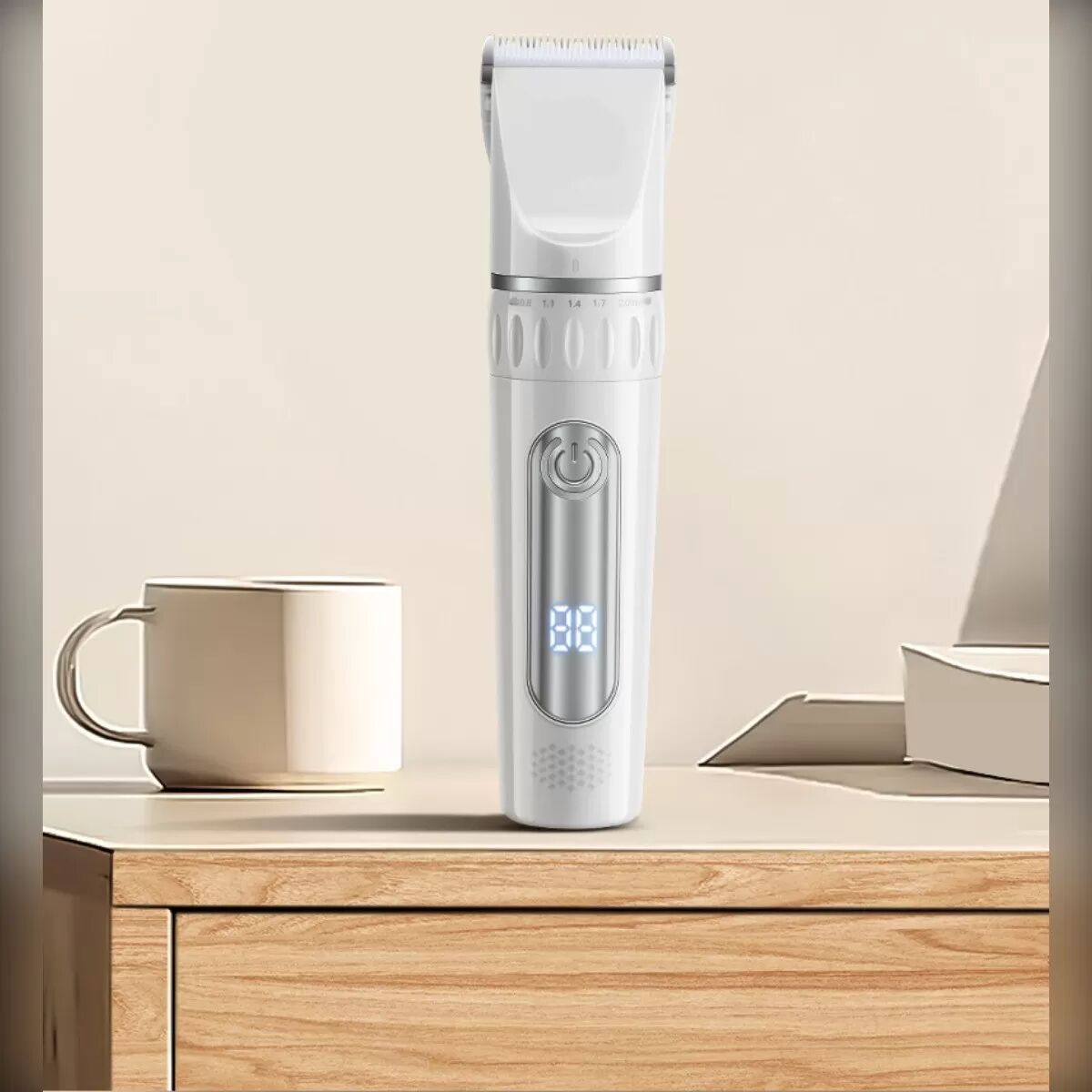 INF Smart Keramik-Haartrimmer – Legierung+Keramik, 10W Motor, 1200mAh, Keramikklinge, verstellbar 0.8mm-2.0mm und Weiß