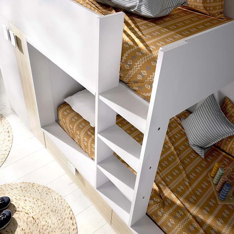 garneroarredamenti Letto a castello con armadio 275x106cm bianco rovere Clark