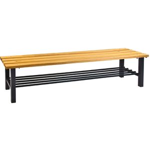 ADB Umkleidebank 40720, Sitzfläche Holz, 200 cm, mit Schuhrost, buche / anthrazitgrau