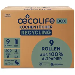 Fripa Küchenrolle oecolife Recycling 3299001 3-lagig 200 Blatt 9 Rollen