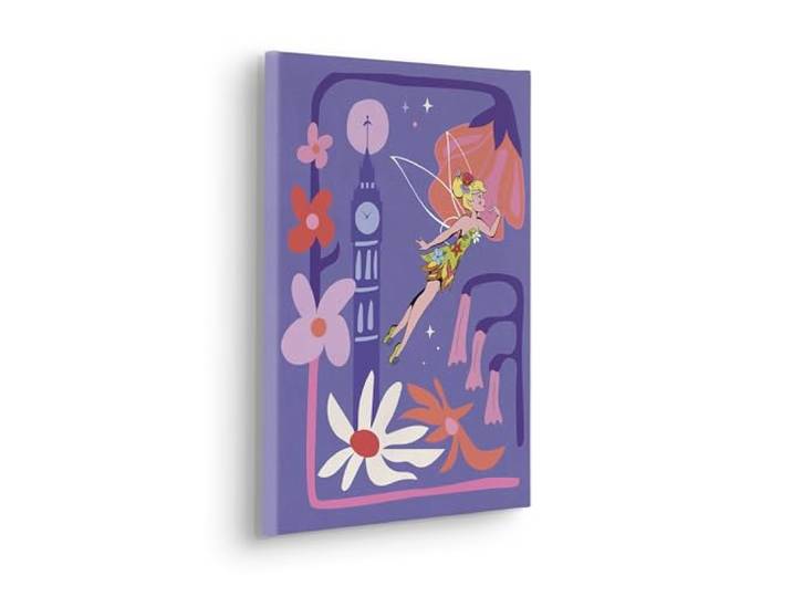 Komar Keilrahmenbild - Disney Tinker Bell Flower City - Größe: 30 x 40 cm - Leinwandbild, Kinderzimmer, Lila