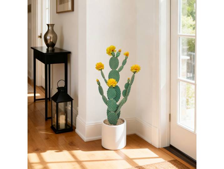 Cactus artificiel hautement résistant aux UV, plante artificielle à texture réaliste, cactus du désert artificiel en pot, plante en pot pour décoration intérieure et extérieure