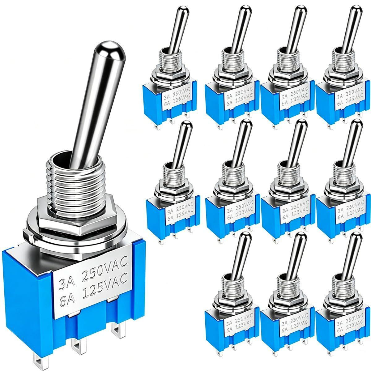 12 stuks MTS-103 SPDT Tuimelschakelaar 3 Posities 6A/125V 3A/250V Single Joint