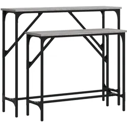 Décoshop26 - Set aus 2 grauen Konsolentischen aus Holzwerkstoff und Metall DEC032600