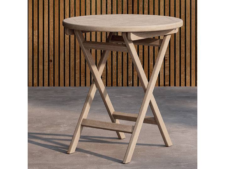 Balkontisch Kenya Rund Teak Ø 70cm Weiß/Weiß