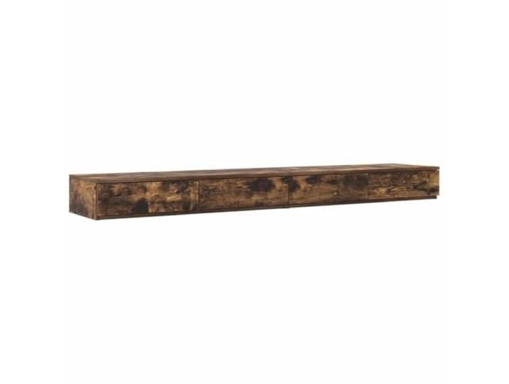 KUPTYERFG Bettschubladen Holzwerkstoff Geräucherte Eiche 180x36,5 cm Stilvoller Unterbau fürs Schlafzimmer mit 4 Push-to-Open Schubladen, nutzbar als Nachttisch und Sitzplatz.