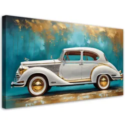 WANDBILD vintage retro auto türkis hintergrund