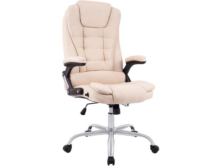 CLP Chefsessel Stoff Creme, Metall, 69.5x113x78 cm, Büromöbel, Bürostühle, Chefsessel