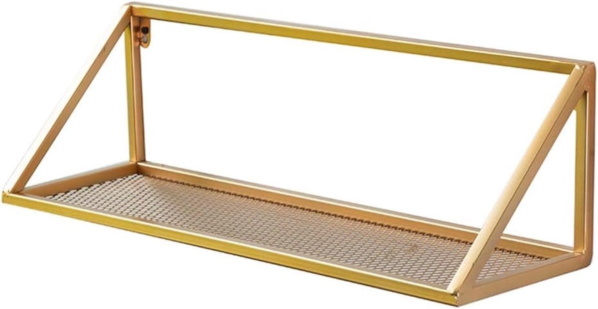 Gouden Wandplank Set met Driehoekige Constructie - 50 cm