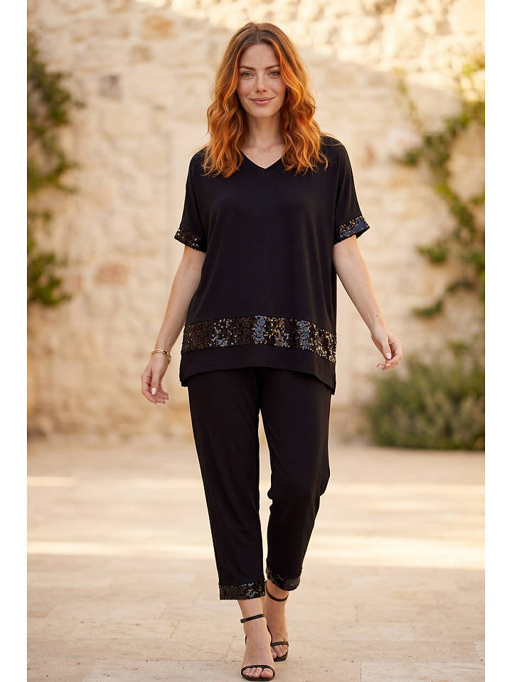 SOULSHAE 2tlg. Outfit in Schwarz - 4XL/5XL