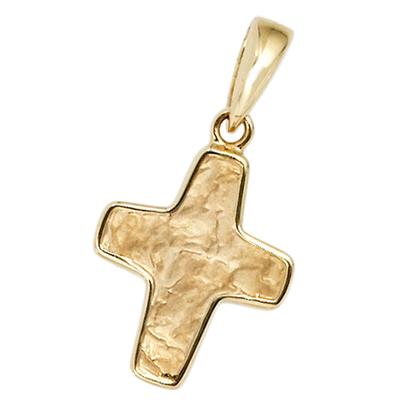 Kreuzanhänger JOBO "Anhänger Kreuz", gelb (gelbgold 585), Schmuckanhänger, Damen, Gelbgold 585, 585 Gold