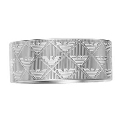 Fingerring EMPORIO ARMANI Gr. 20, silber (edelstahlfarben), Fingerringe, Herren, 20, Edelstahl, 9,1mm, Fingerring