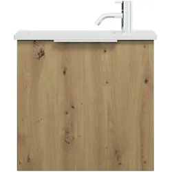 burgbad Eqio Mineralguss-Waschtisch inklusive Waschtischunterschrank, 520x310x498mm, SHCI052F5662C0001G0146, Farbe: Eiche Dekor Urban / Eiche Dekor Urban, Griff Chrom G0146
