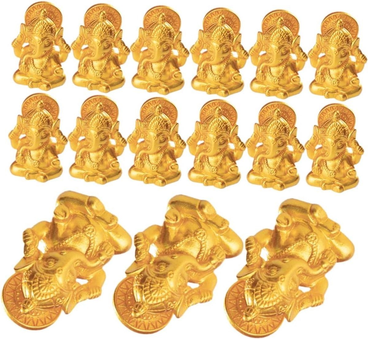 Set van 20 goudkleurige mini olifant beeldjes voor binnen en buiten decoratie