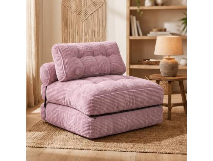 Fabulcozy 4-in-1 Schlafsofa 1-Sitzer, Klappbarer Sessel, Platzsparend und Kompakt Verpackt(Rosa)