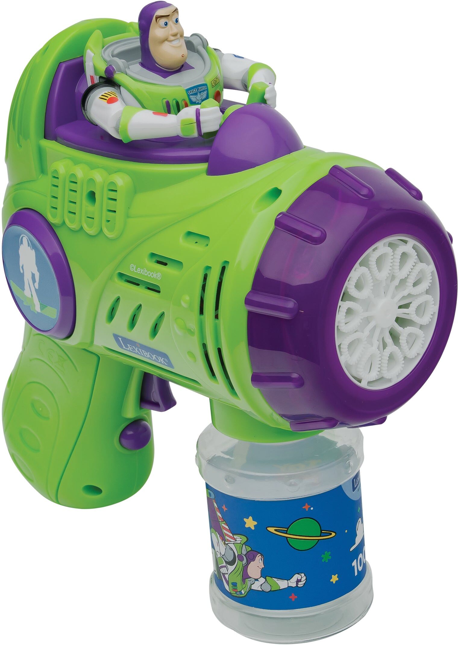 Lexibook Disney Toy Story Buzz Lightyear Electronic Bubble Gun for Kids, 100ml, Ages 3+