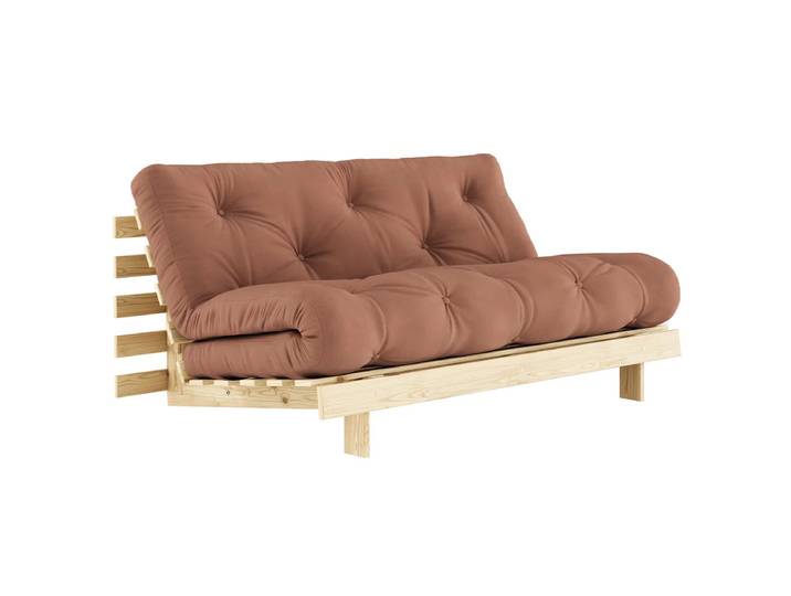 Karup - Roots Schlafsofa, 160 x 200 cm, Kiefer natur / clay brown (759)