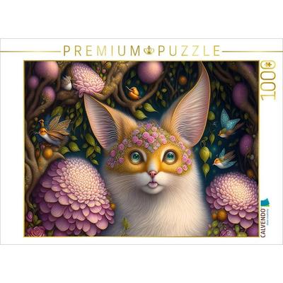 CALVENDO Puzzle Zauberhaftes Fabelwesen zwischen Dahlien | 1000 Teile Lege-Größe 64x48cm Foto-Puzzle für glückliche Stunden