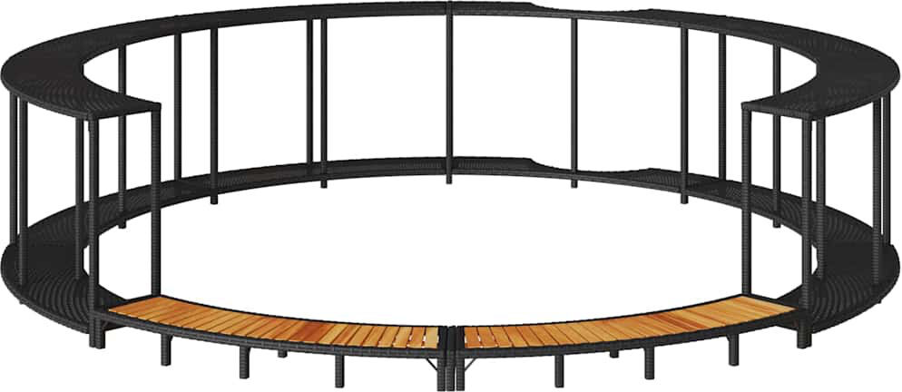Ivy Bronx Hot Tub Surround With Storage And Wooden Step Poly Rattan Black 55cm H X 243cm W X 243cm D